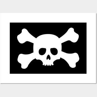 Simple White Crossbones Skull Posters and Art